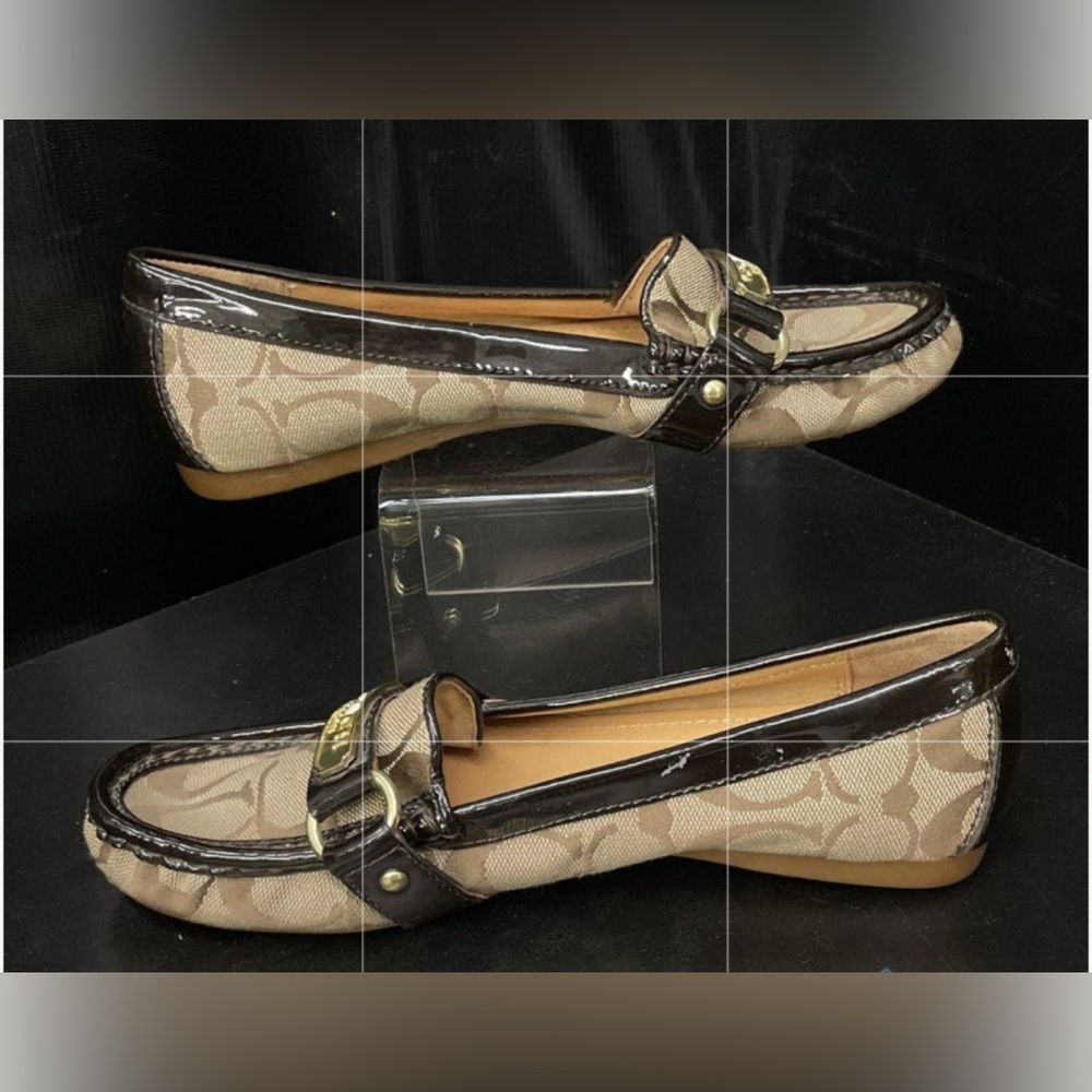 Coach Felisha Signature C with COA khaki/brown loafer casual shoe no call out 6B - Picture 2 of 7